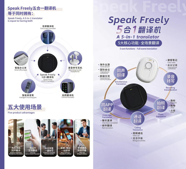 2024 The new five-in-one translator voice and video call translation APP simultaneous interpretation Headphone Earbud